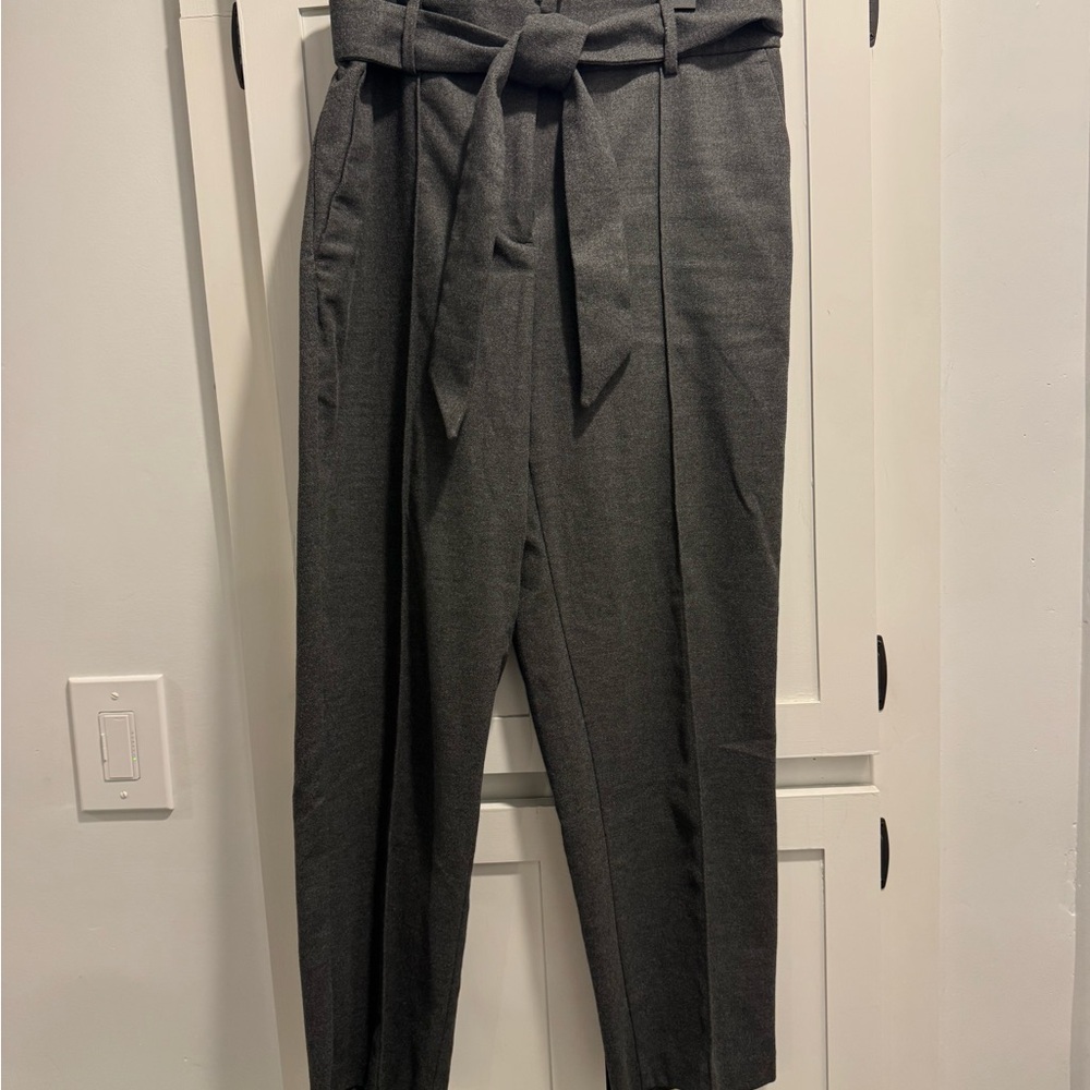 LOFT Charcoal Tie-Belt Trousers